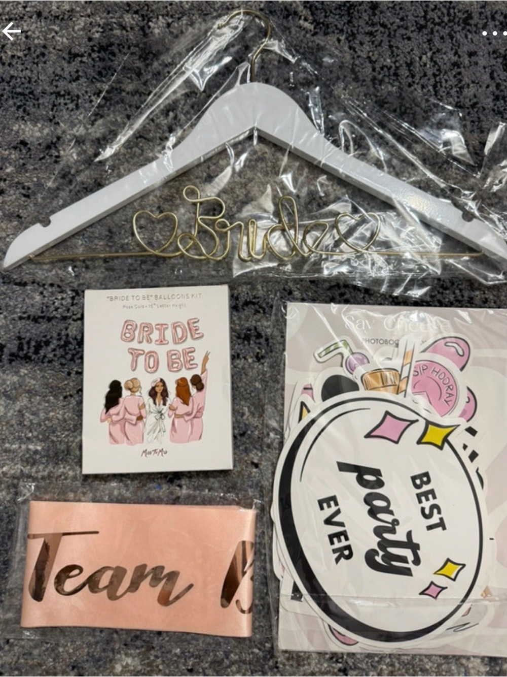 Bride to Be White Hanger with Gold Script and Pink Accessories -